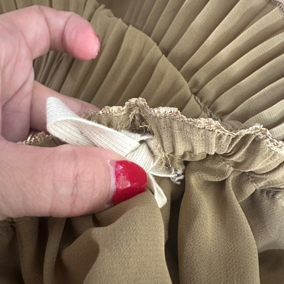 Vtg Paris Dreams Tan Stretchy Pleated Sequin Cottage Prairie Skirt Sz XL - Picture 13 of 16